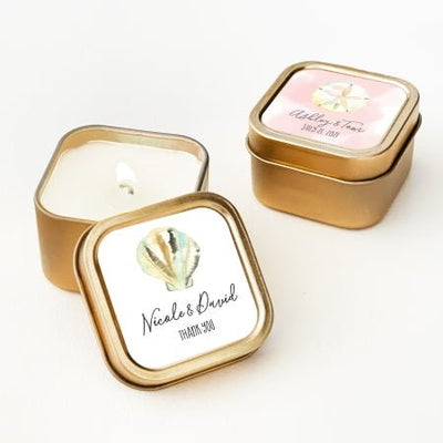 Gold Candle Tins - Tropical Beach - Forever Wedding Favors