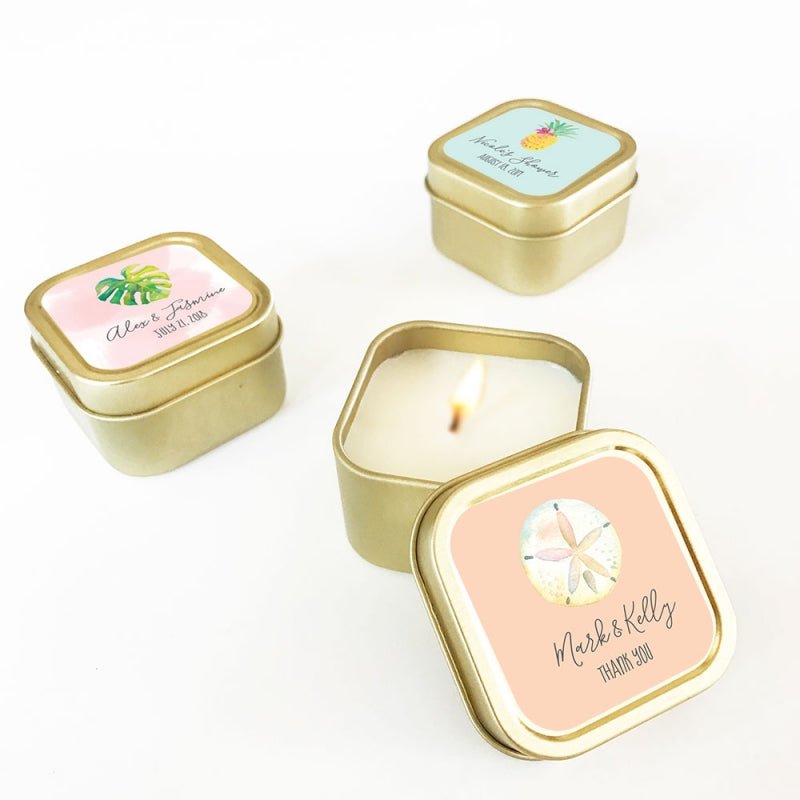 Cooking Class Gold Tin Candle Favors