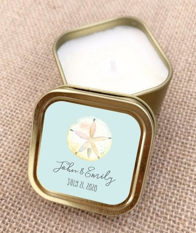 Gold Candle Tins - Tropical Beach - Forever Wedding Favors