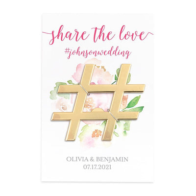 Gold Hashtag Bottle Opener Wedding Favor - Share The Love - Forever Wedding Favors