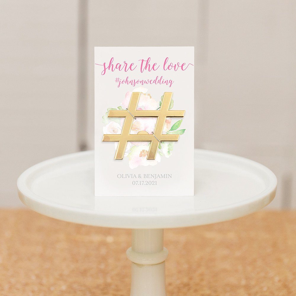 Gold Hashtag Bottle Opener Wedding Favor - Share The Love - Forever Wedding Favors