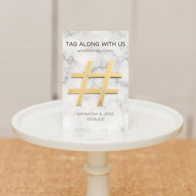 Gold Hashtag Bottle Opener Wedding Favor - Tag Along With Us - Forever Wedding Favors