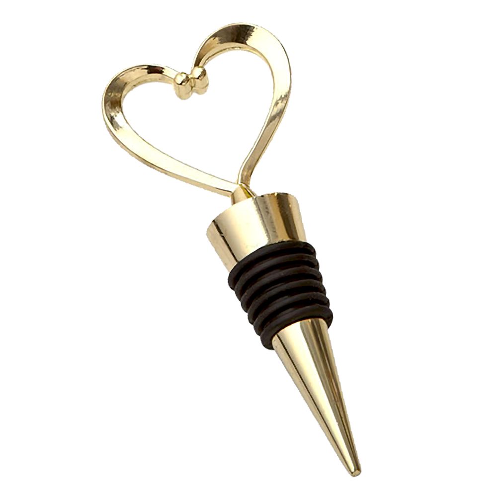 Gold Heart Bottle Stopper - Forever Wedding Favors