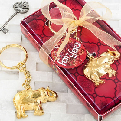 Gold Metal Good Luck Elephant Key Chain - Forever Wedding Favors