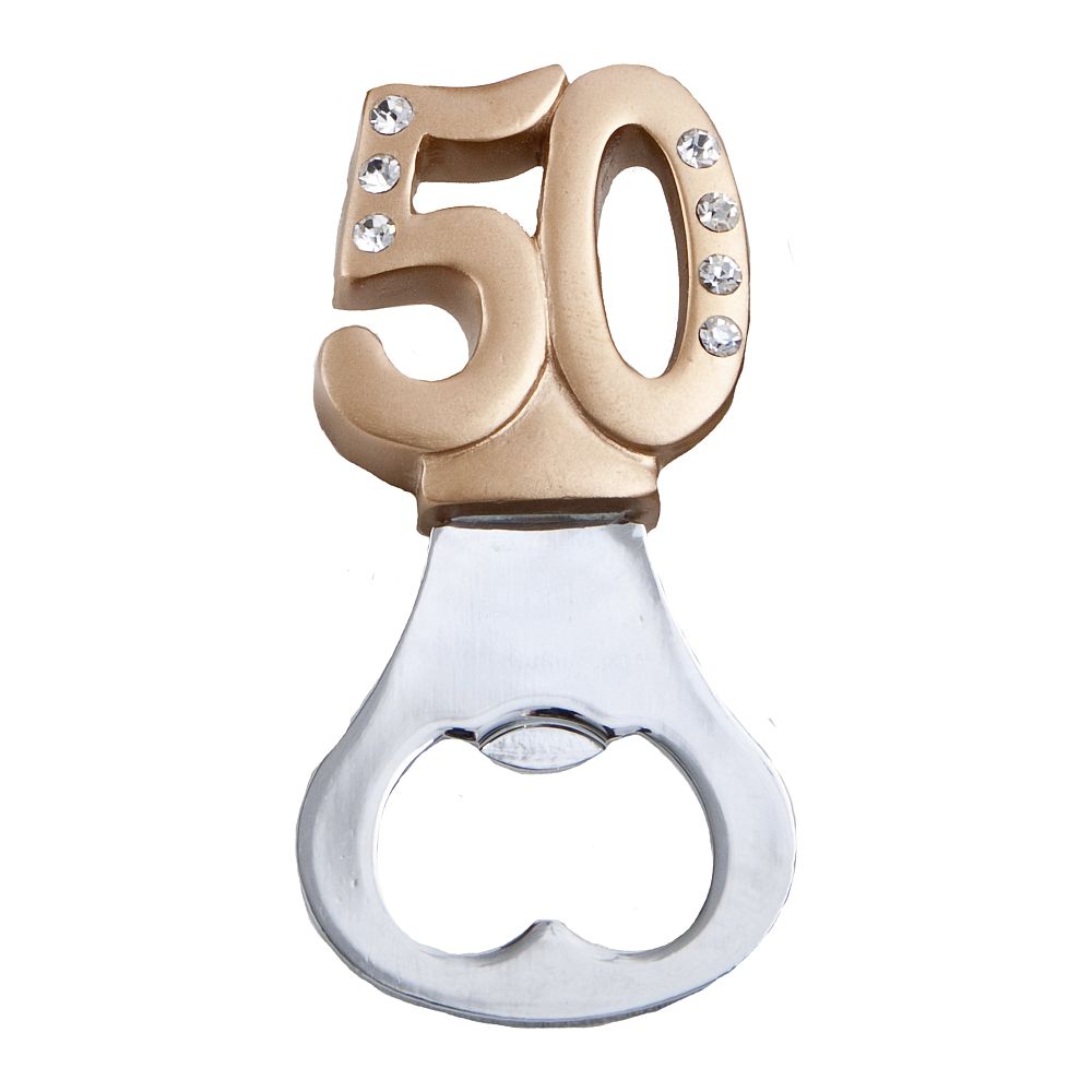 Golden 50th Bottle Opener - Forever Wedding Favors