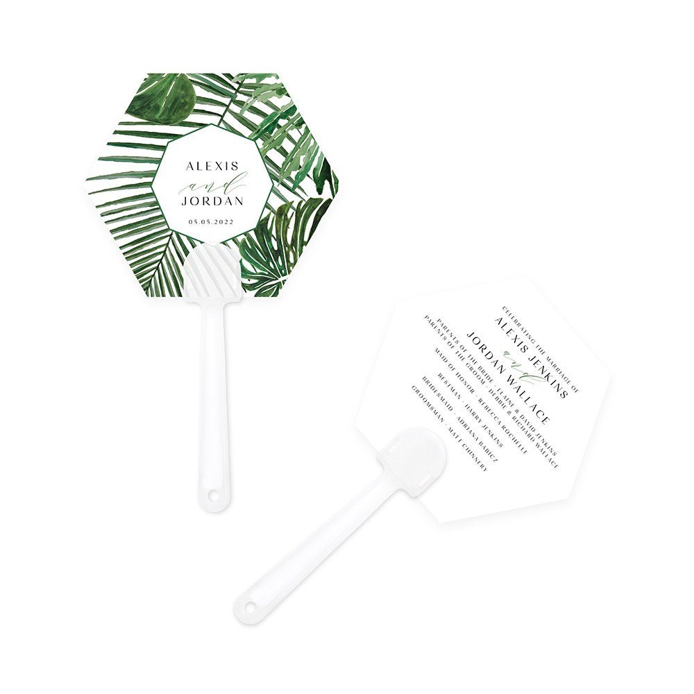 Greenery Personalized Hand Fan - Forever Wedding Favors