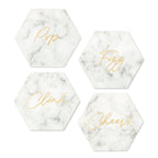 Hexagonal Paper Drink Coasters - Geo Marble Collection - Set Of 12 - Forever Wedding Favors
