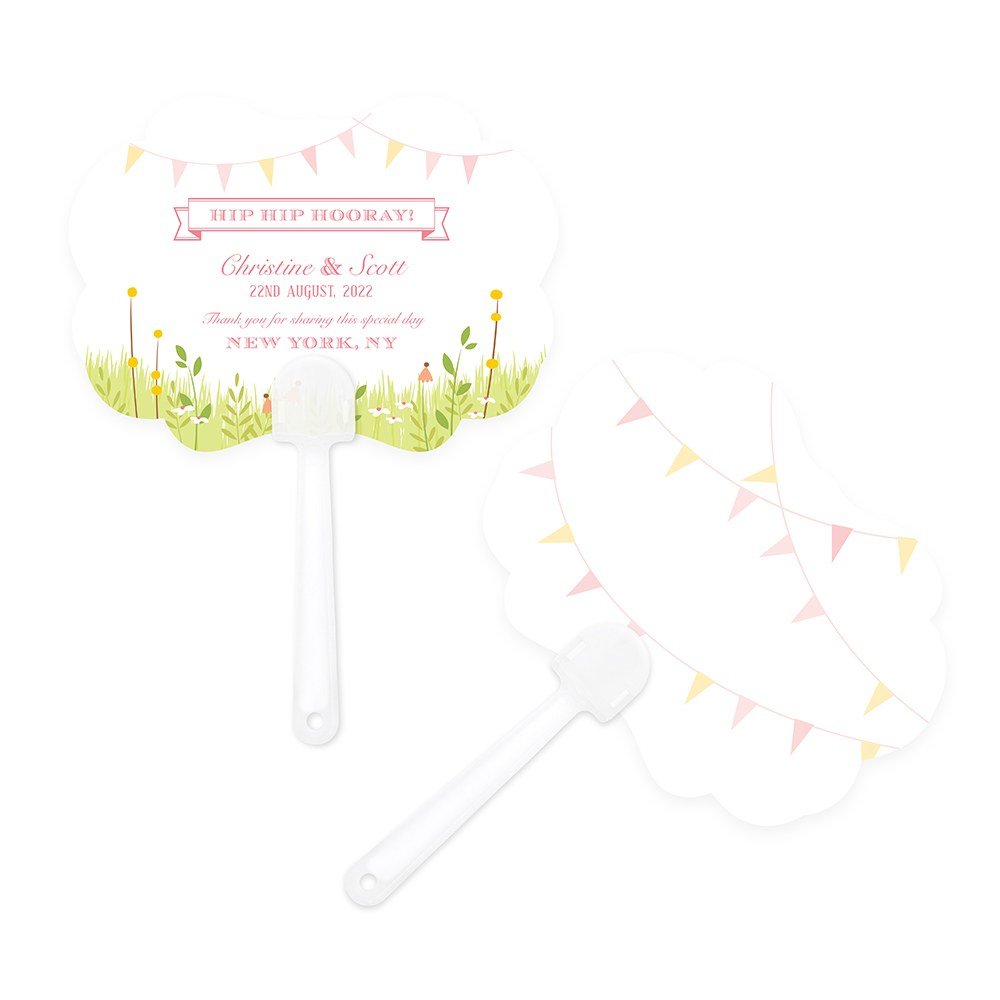 Homespun Charm Personalized Hand Fan - Forever Wedding Favors
