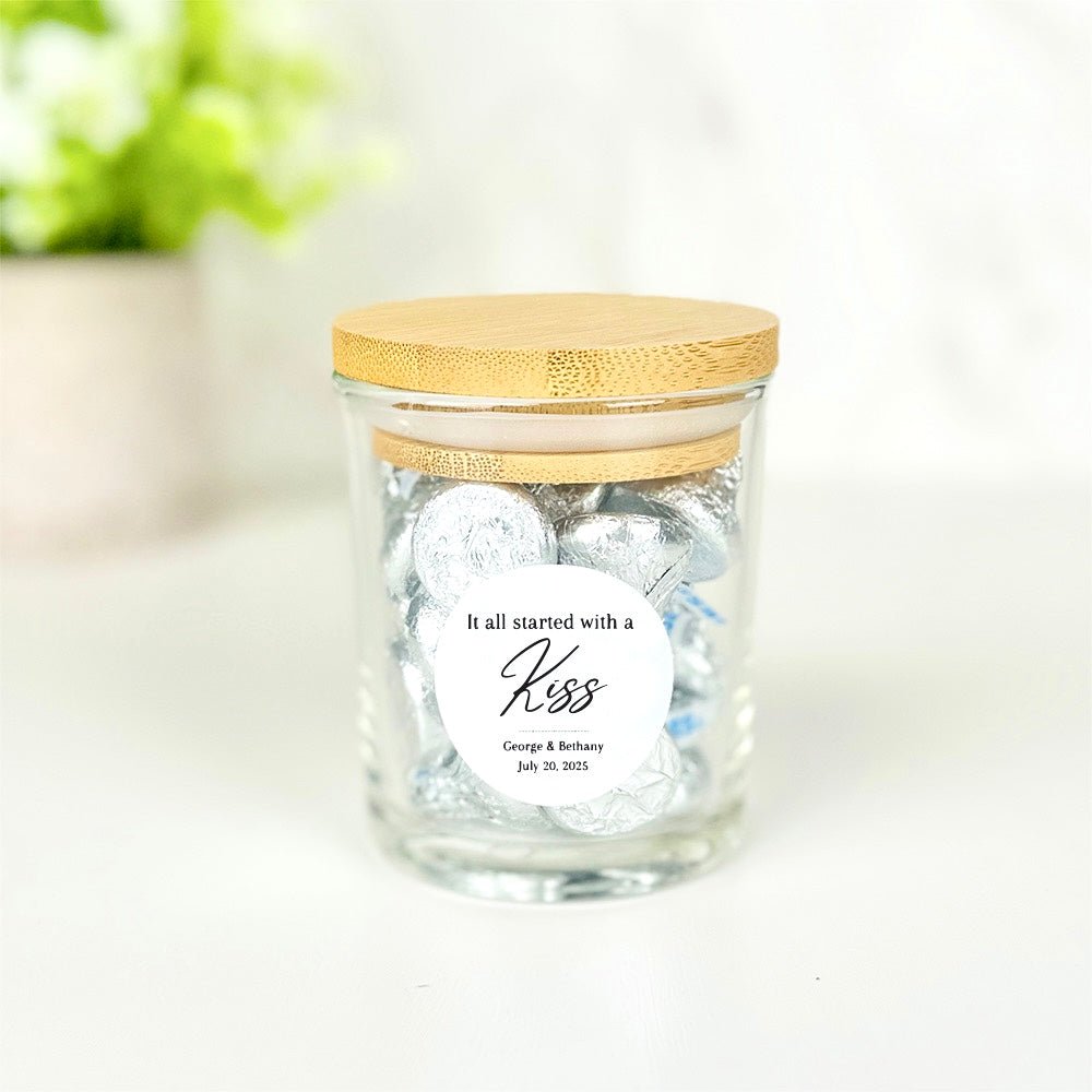 It All Started With A Kiss Mason Jar - Forever Wedding Favors