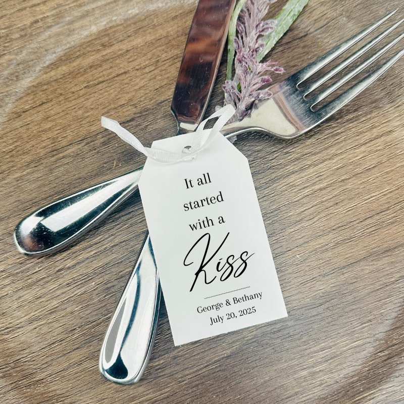 It All Started With A Kiss Tag - Forever Wedding Favors