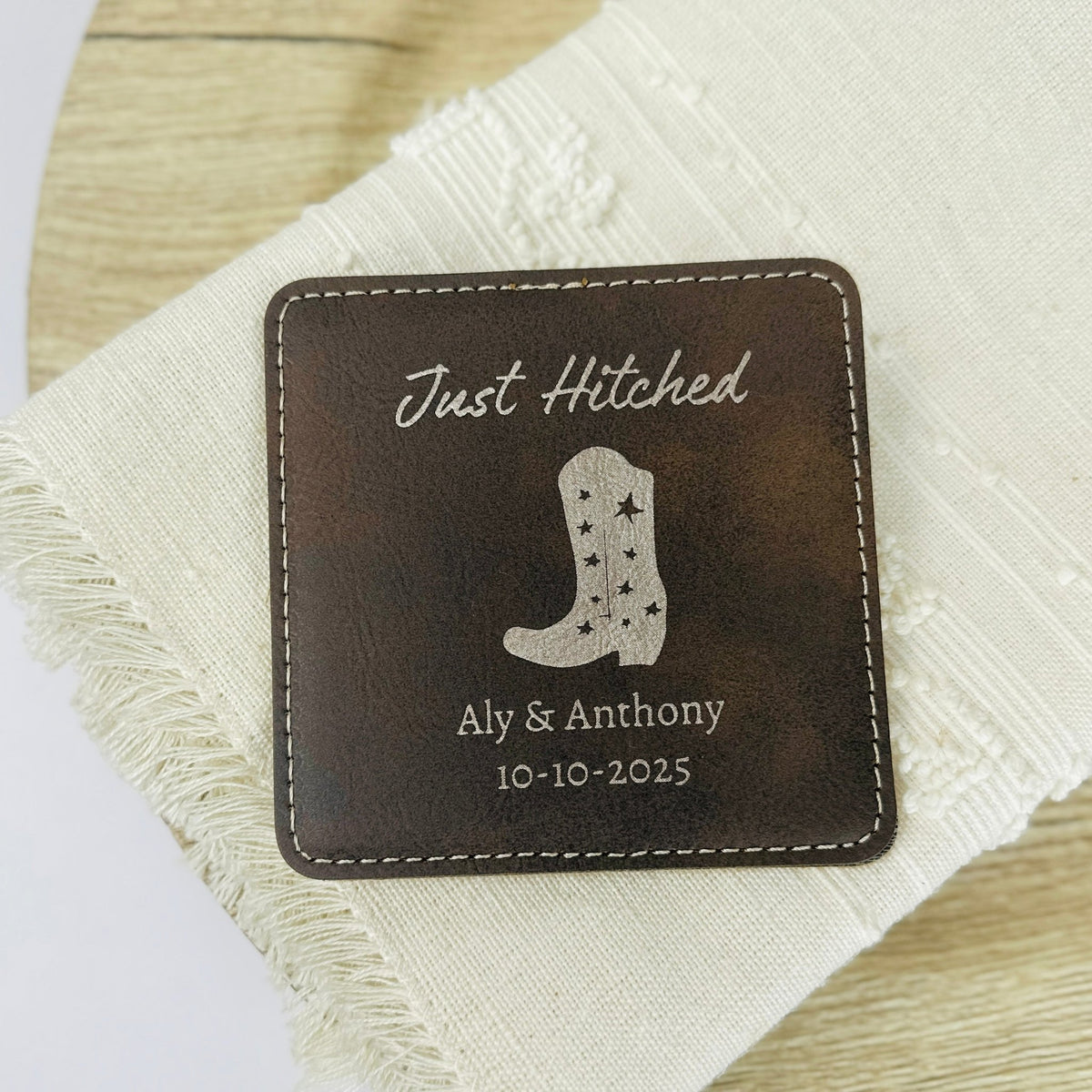 Just Hitched Square Coaster - Forever Wedding Favors