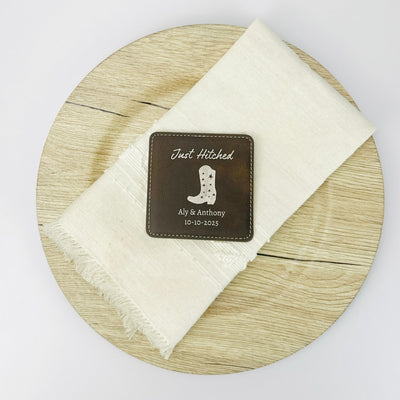 Just Hitched Square Coaster - Forever Wedding Favors