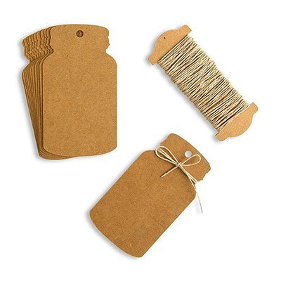 Kraft Paper Mason Jar Favor Tag With Twine - Forever Wedding Favors
