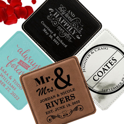 Leather Square Coaster - Forever Wedding Favors