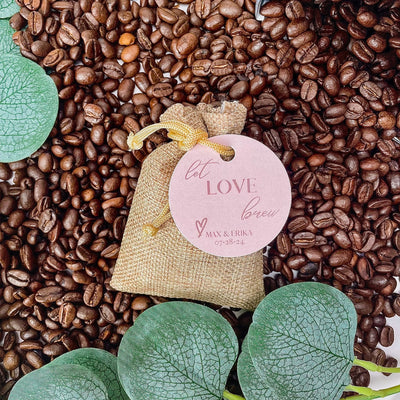 Let Love Brew Burlap Bag - Forever Wedding Favors