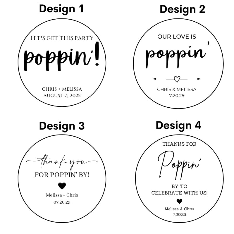 Let's Get Poppin' Labels - Forever Wedding Favors