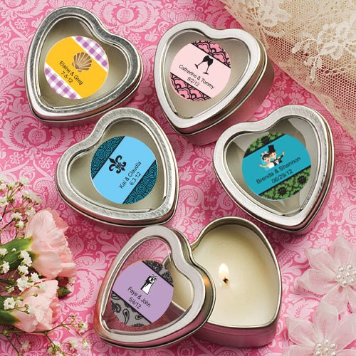 Light for Love Heart Candle Tin - Forever Wedding Favors