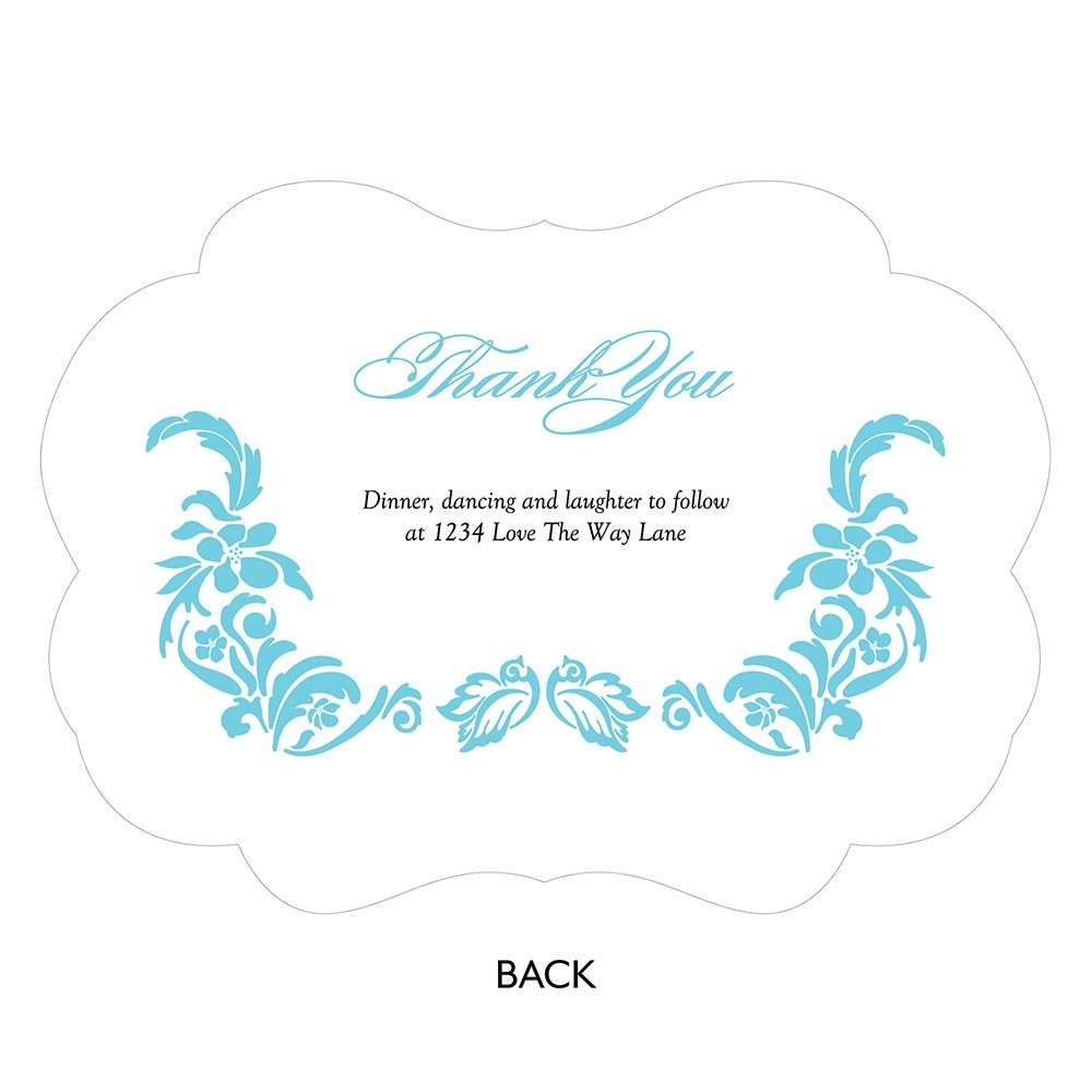 Love Bird Damask Personalized Hand Fan - Forever Wedding Favors