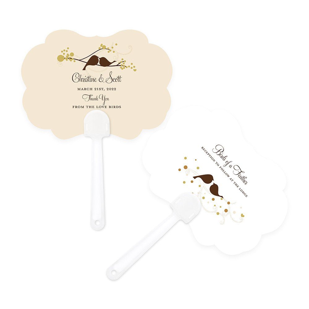 Love Bird Personalized Hand Fan - Forever Wedding Favors
