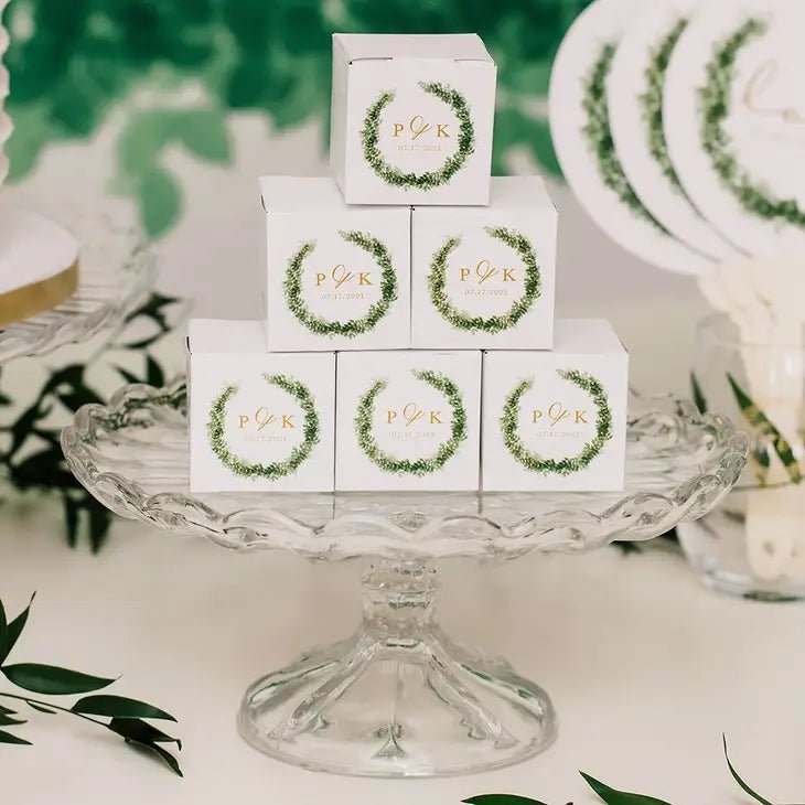Love Wreath Initial Favor Boxes - Forever Wedding Favors