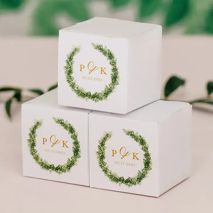 Love Wreath Initial Favor Boxes - Forever Wedding Favors