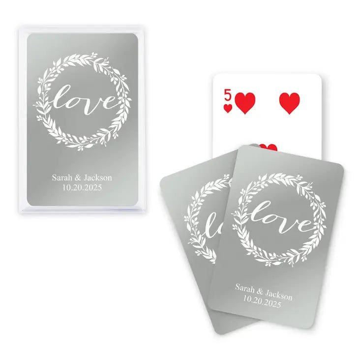 Love Wreath Metallic Playing Cards - Forever Wedding Favors
