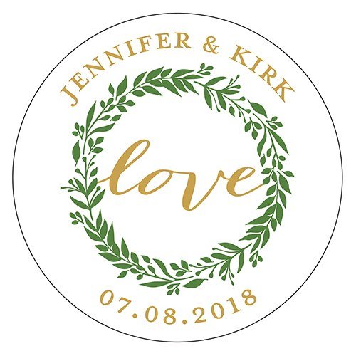 Love Wreath Small Sticker - Forever Wedding Favors