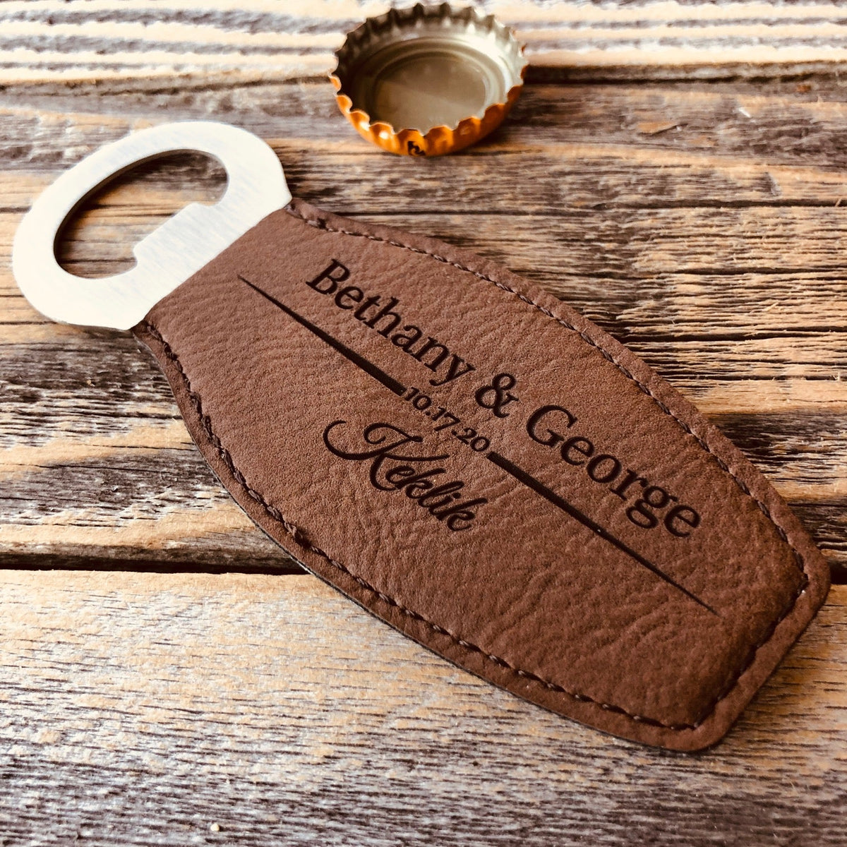 Magnetic Leather Bottle Opener - Forever Wedding Favors