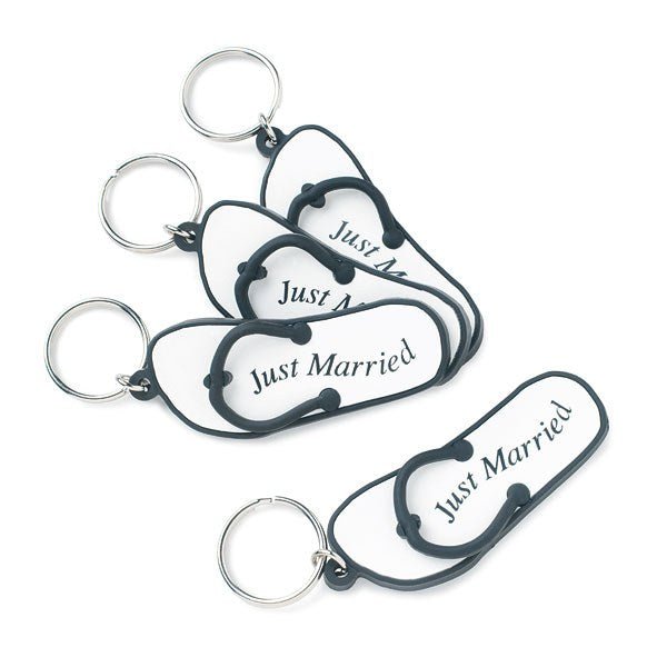 Mini Flip Flop "Just Married" Key Chains - Forever Wedding Favors