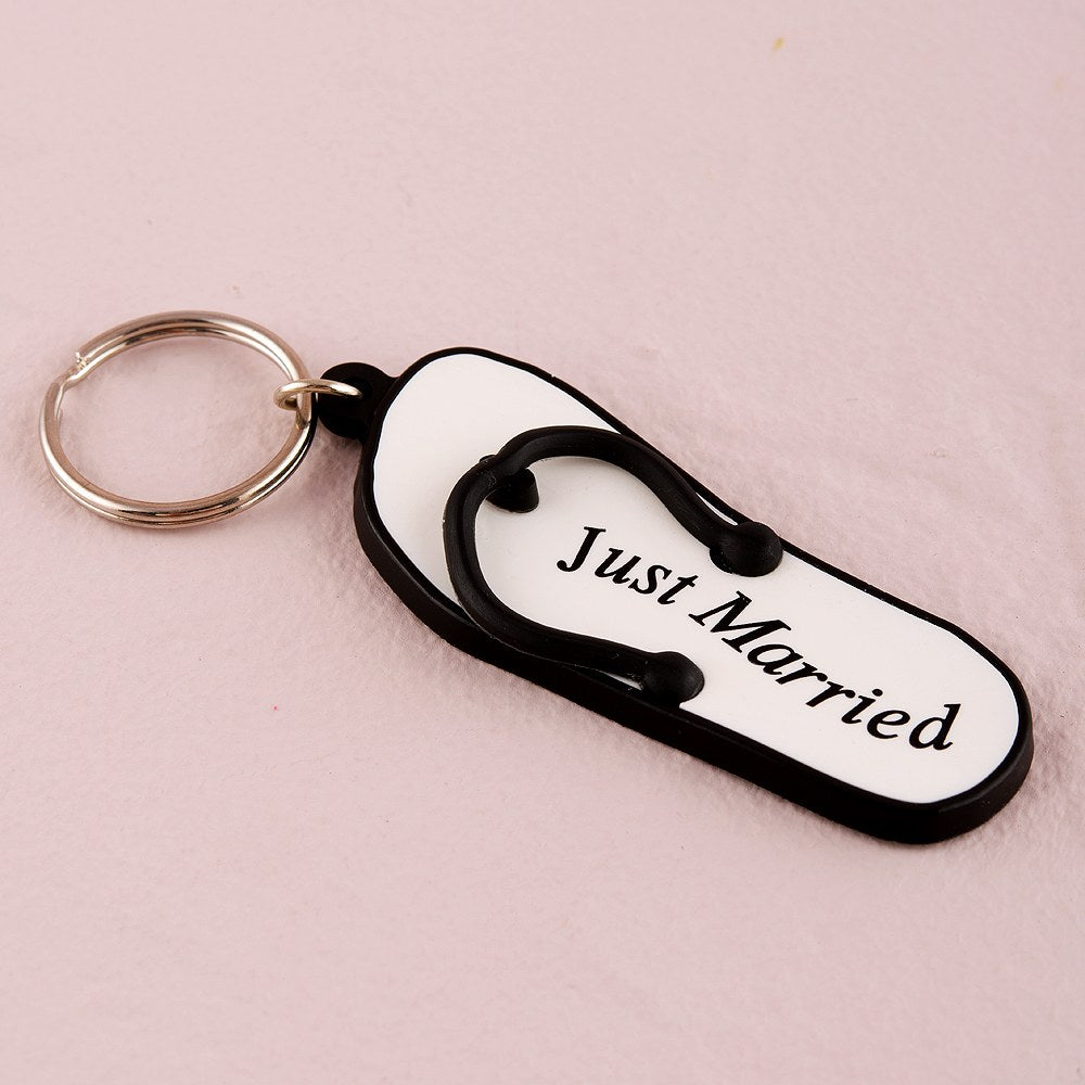 Mini Flip Flop "Just Married" Key Chains - Forever Wedding Favors