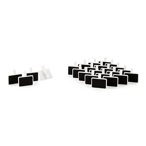 Miniature Rectangular Wooden Black Board Clip With White Wash Finish - Forever Wedding Favors