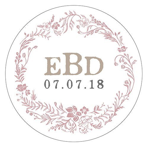Modern Fairy Tale Small Sticker - Floral Wreath - Forever Wedding Favors