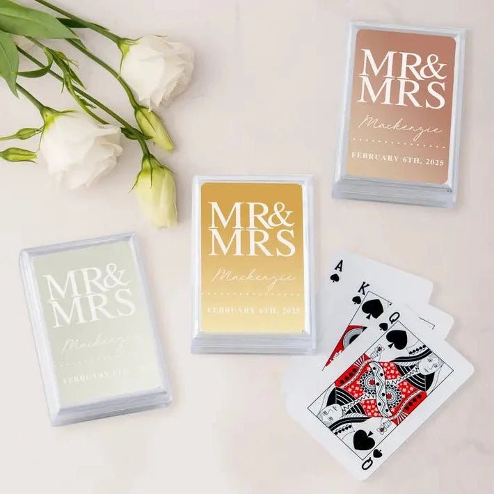 Mr. & Mrs. Metallic Playing Cards - Forever Wedding Favors