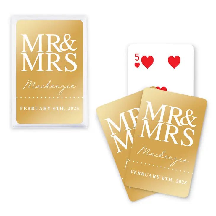 Mr. & Mrs. Metallic Playing Cards - Forever Wedding Favors