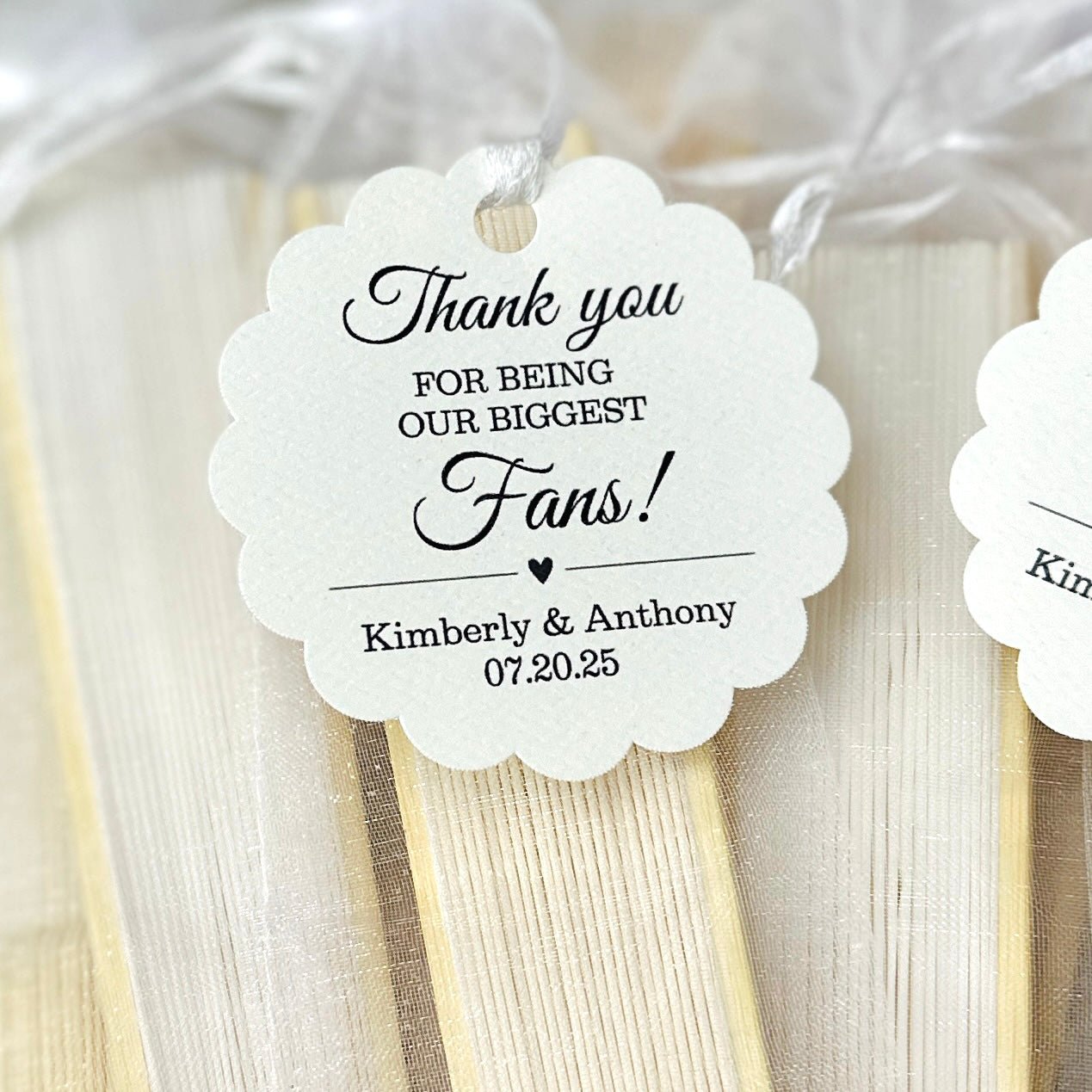 10 Summer Wedding Hand Fans Guest Gift With Personalised Tag