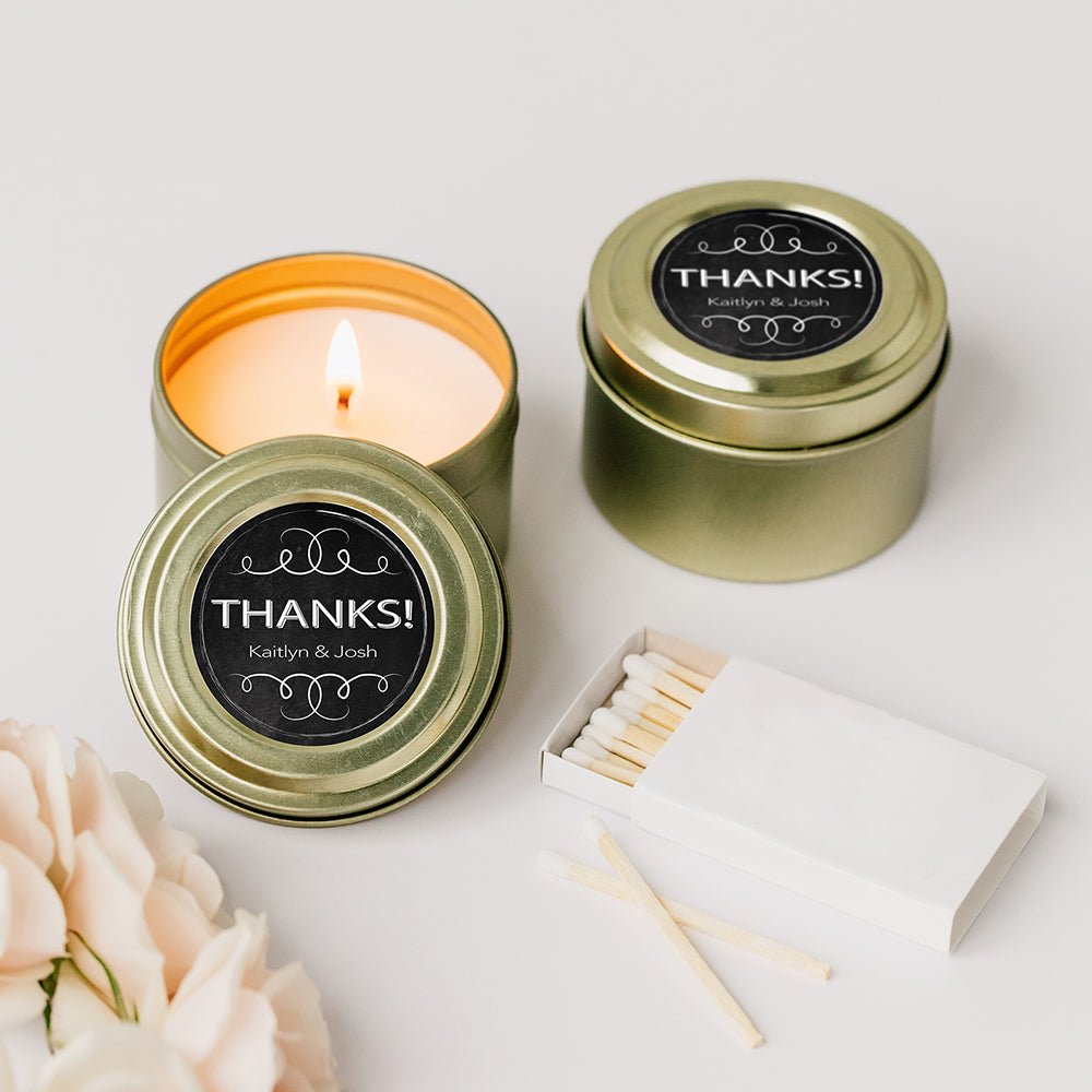 Personalized Gold Tin Candle - Chalkboard - Forever Wedding Favors