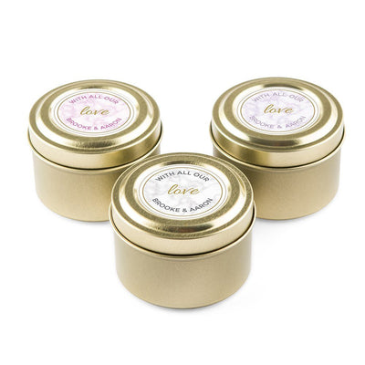 Personalized Gold Tin Candle - Geo Marble - Forever Wedding Favors