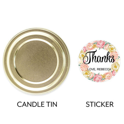 Personalized Gold Tin Candle - Modern Floral - Forever Wedding Favors