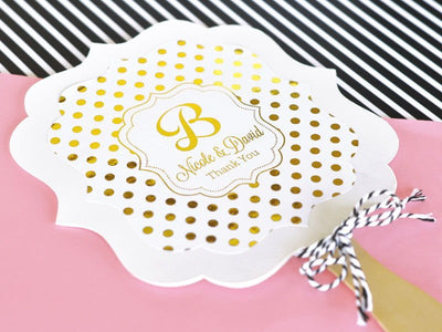 Personalized Metallic Foil Paddle Fans - Forever Wedding Favors