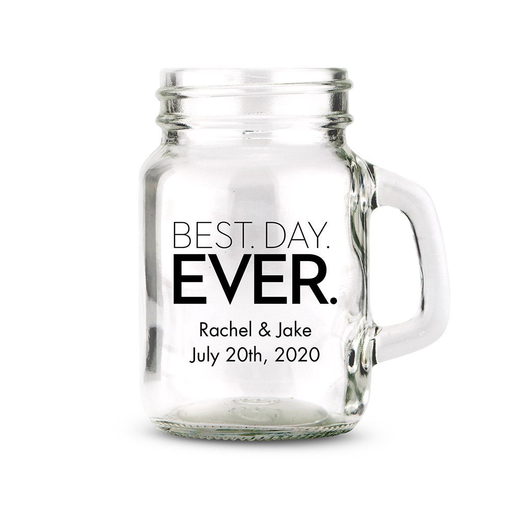 Personalized Mini Mason Jar Shot Glass Wedding Favor - Forever Wedding