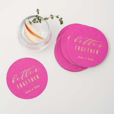 Personalized Paper Coasters - Round - Forever Wedding Favors