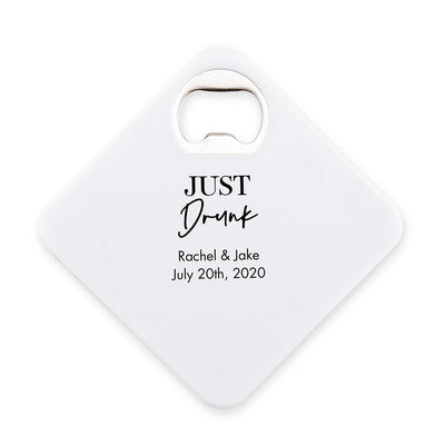Personalized Plastic Drink Coaster Favor With Bottle Opener - Forever Wedding Favors