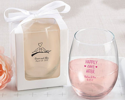 Personalized Stemless 9 OZ. Wine Glass - Forever Wedding Favors