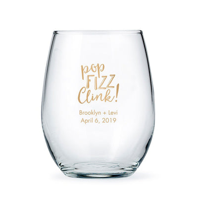 Personalized Stemless Wine Glass Wedding Favor – 15oz - Forever Wedding Favors