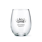 Personalized Stemless Wine Glass Wedding Favor - 9 oz - Forever Wedding Favors