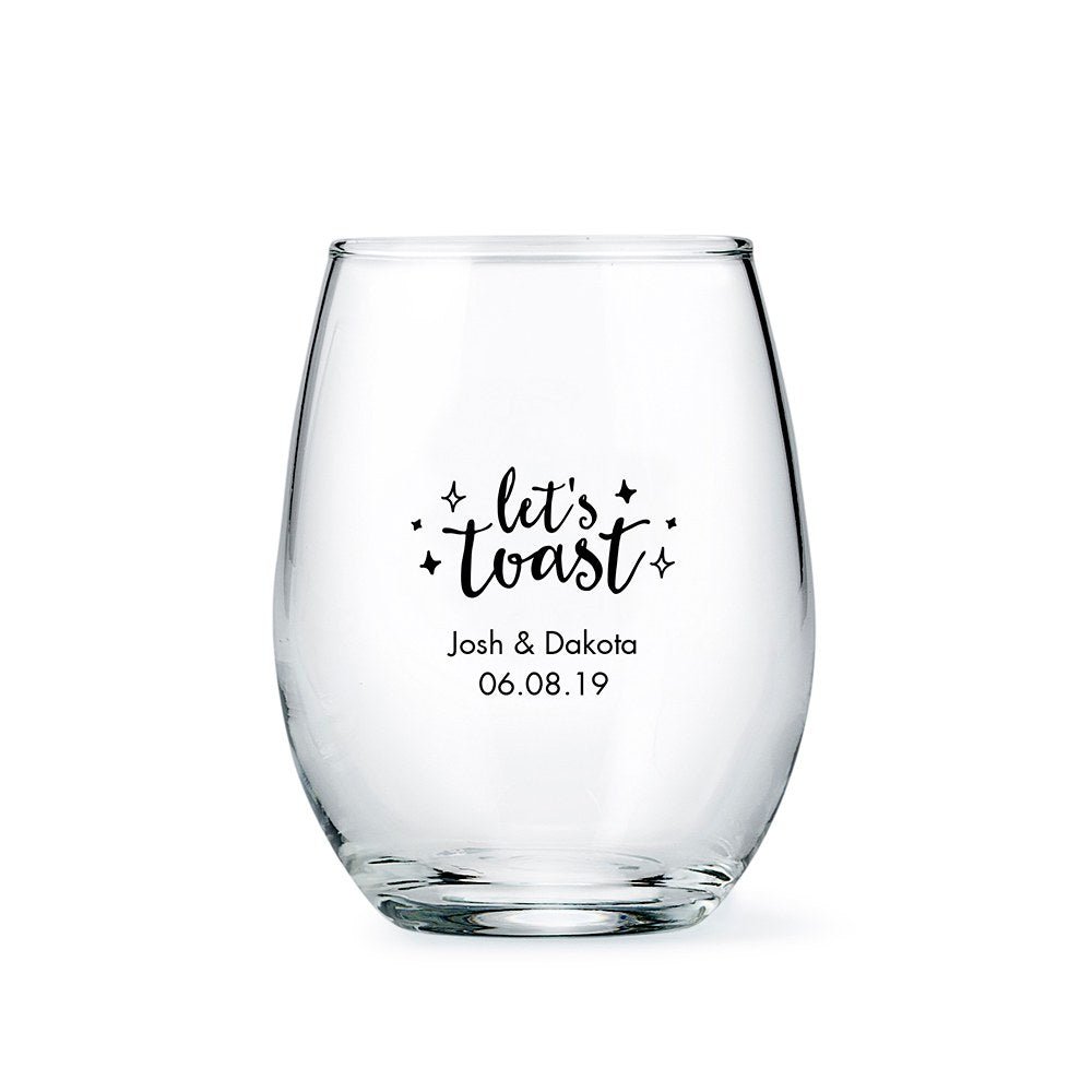 Personalized Stemless Wine Glass Wedding Favor - 9 oz - Forever Wedding Favors