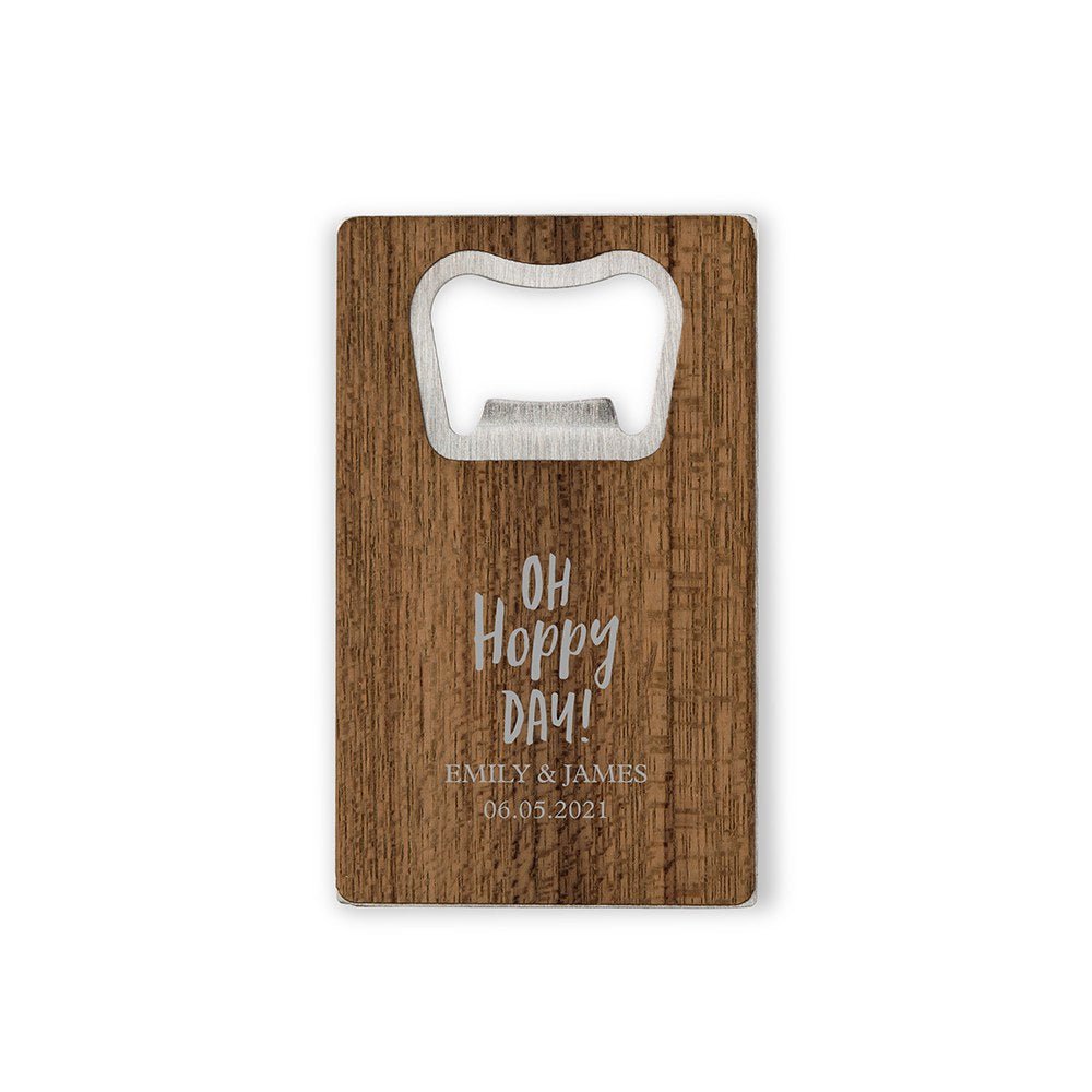 Personalized Wood Veneer Credit Card Bottle Opener Favor - Forever Wedding Favors