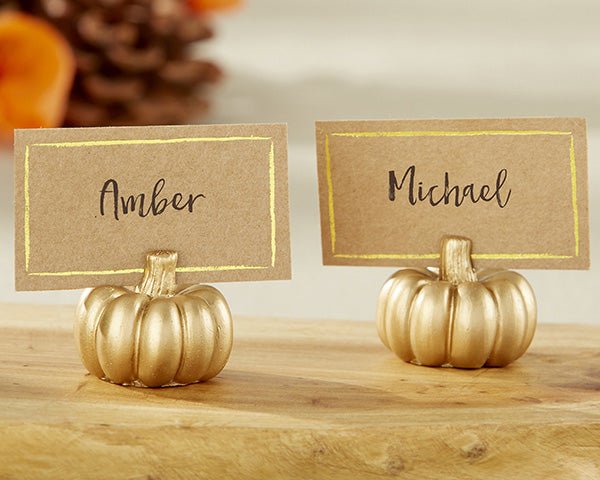 Pumpkin Shaped Place Card Holders - Gold - Forever Wedding Favors