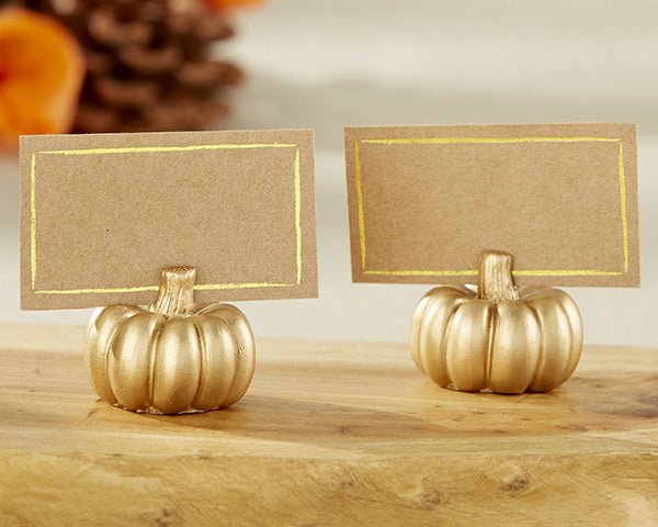 Pumpkin Shaped Place Card Holders - Gold - Forever Wedding Favors