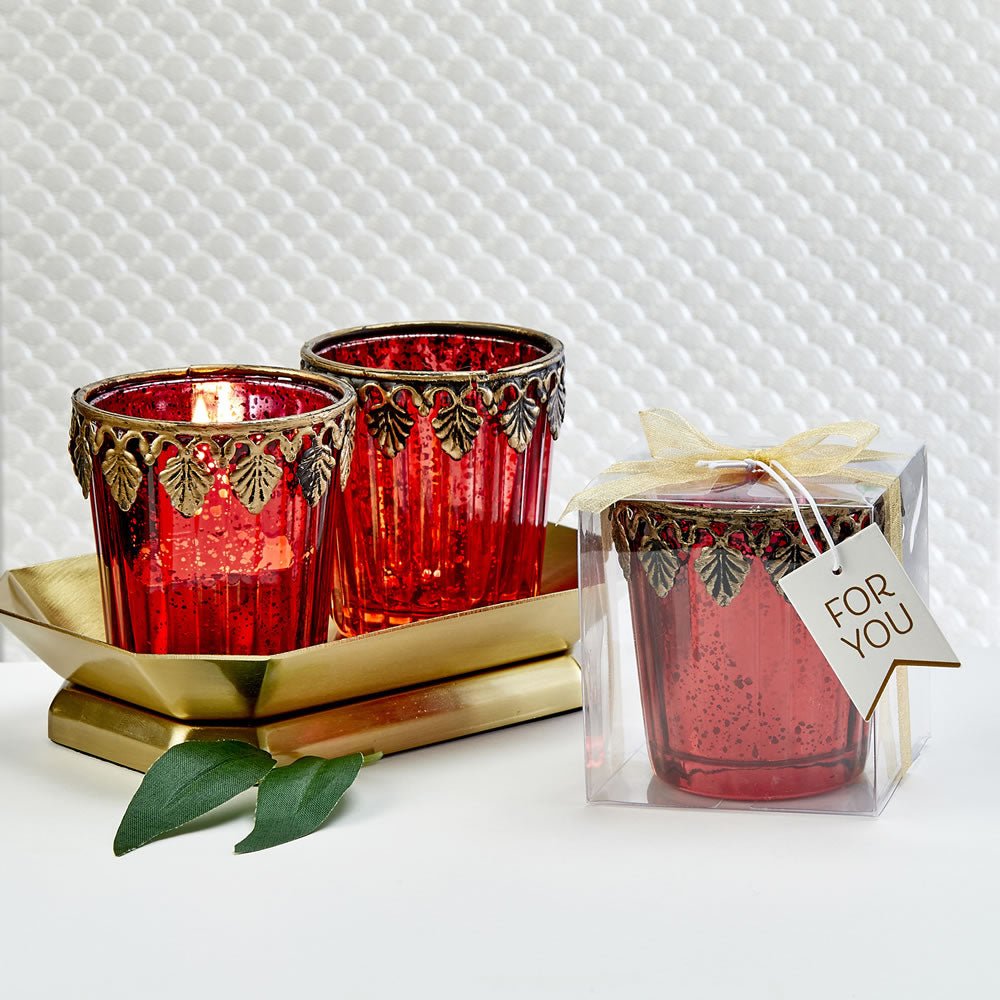 Red Mercury Glass Candle - Forever Wedding Favors